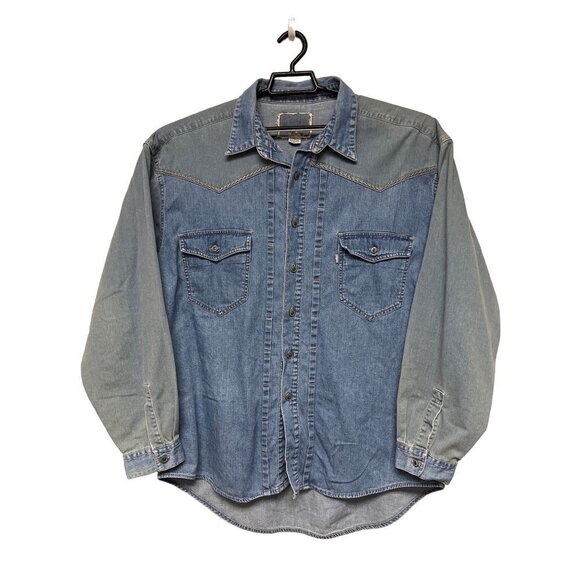 Levi's Silver Tab Colorblock Denim Button Front Shirt Men's Size XL - Picture 1 of 8